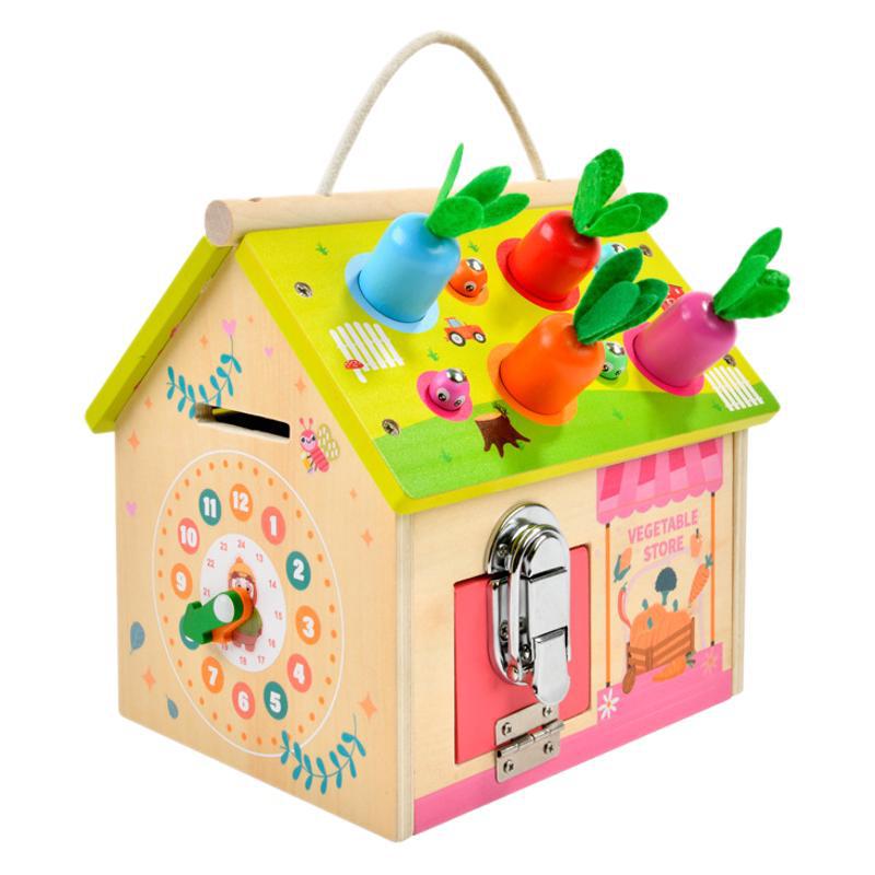 Montessori Wooden Busy House Educational Toy for Toddlers