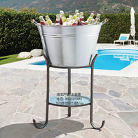 European Retro Round Ice Bucket with Large Capacity for Champagne and Bar Use, Indoor/Outdoor
