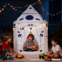 Kids Space Rocket Play Tent Foldable Indoor Outdoor Playhouse