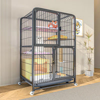 Large Indoor Cat Cage with Litter Box, Multi-Tier Cat Villa with Free Space