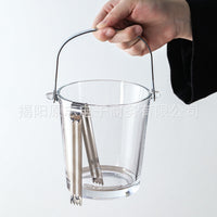 Lead-Free Glass Ice Bucket with Handle for Bar KTV Beer Wine Champagne Commercial Home Use