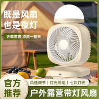 Portable Desk Fan with Night Light, Brushless Motor, Large Airflow for Office & Outdoor Use