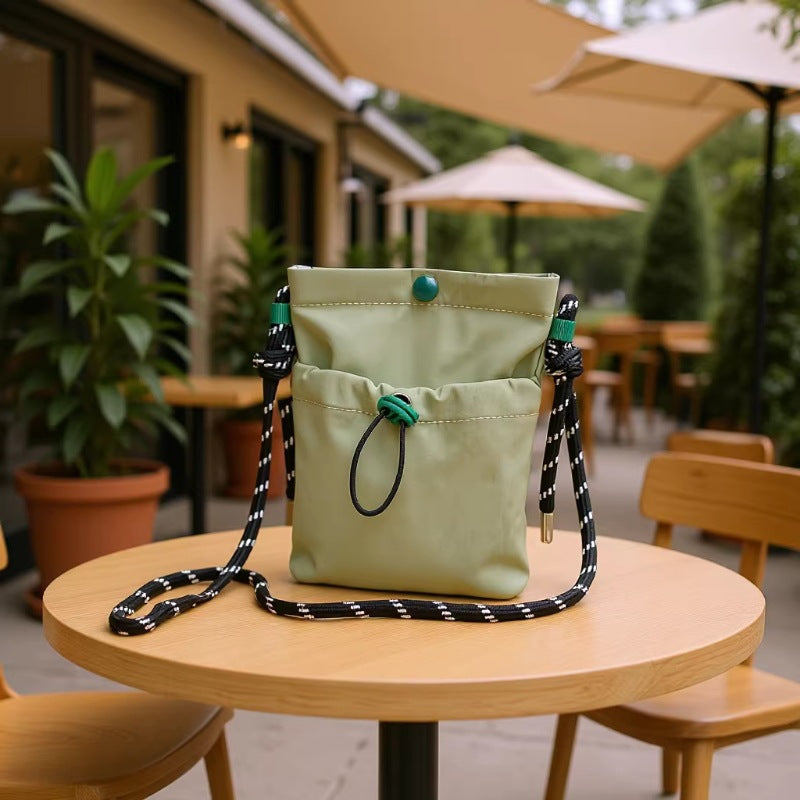 Minimalist Nylon Drawstring Mini Crossbody Phone Bag for Women