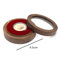 Round Window Acrylic Coin Display Case with Solid Wood Storage Box for Medals and Commemorative Coins