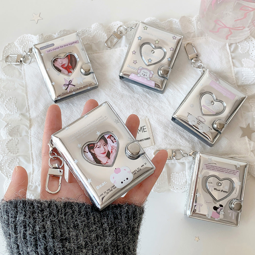 Mini Hollow Heart Photo Album Keychain for K-Pop Photocards and ID Photos