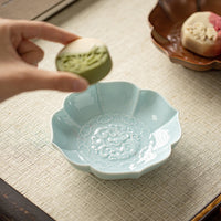 Ceramic Dessert Plate Chinese Japanese Style Snack Dish Fruit Nut Tray Tea Ceremony Serving Bowl