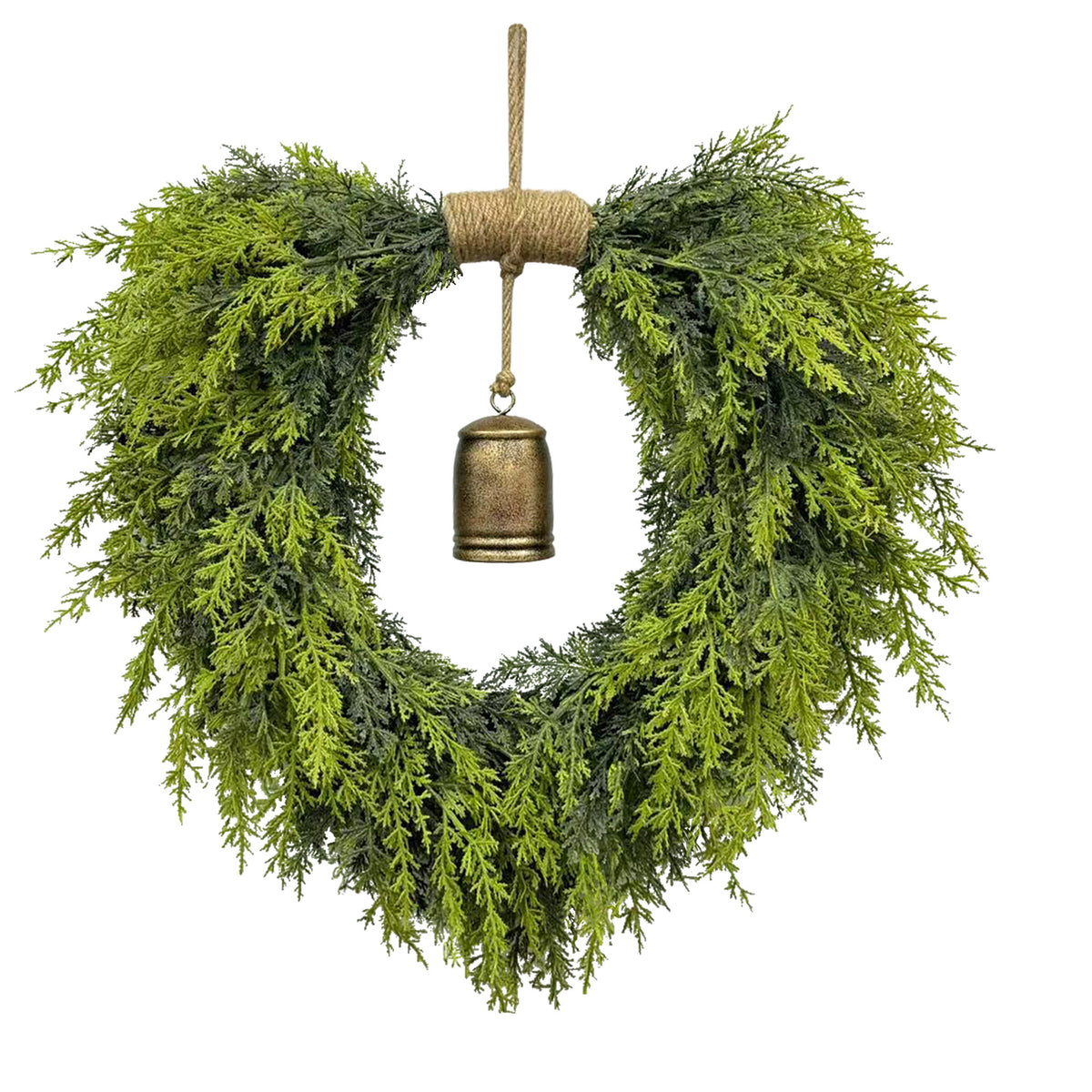 Christmas Heart-shaped Bell Wreath for Front Door & Fireplace Decor