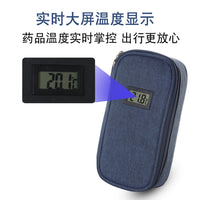 Portable Insulated Cooler Bag for Insulin and Medicines with Temperature Display, Ice Packs and Removable Handle