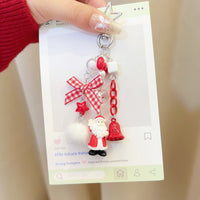 Handmade Beaded Santa Claus Christmas Keychain Phone Charm Bag Pendant