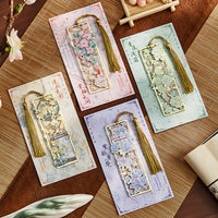 Vintage Floral Metal Bookmark with Pendant, Hollow Design, Gift Boxed for Students and Graduates