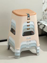 Stackable Plastic Stools with Non-Slip Hollow Seat for Dining, Bathroom, and Home Use, 2-Pack