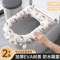 Cartoon Toilet Seat Cover, All-Season Waterproof EVA, Stain-Resistant, Wipe-Clean, Adhesive Toilet Seat Cushion
