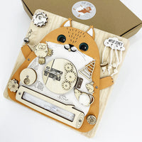 Montessori Wooden Busy Board for Kids - Animal Owl & Orange Cat Cognitive Matching Puzzle Toy