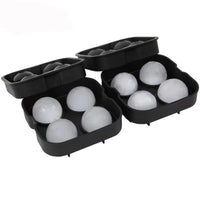 Silicone 4-Sphere Ice Ball Maker Tray with Lid for Whiskey and Cocktails