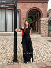 SEGUYX Retro Off-Shoulder Two-Piece Set for Women