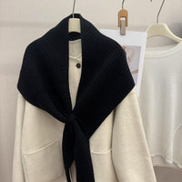 Knitted Hollow Triangle Shawl Scarf for Women, Versatile Warm Neck Protector Cape