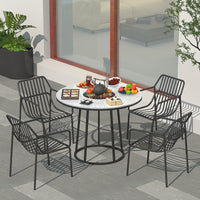 Outdoor Marble Fire Pit Tea Stove BBQ Grill Multi-person Patio Leisure Dining Table Home Courtyard Charcoal Grill