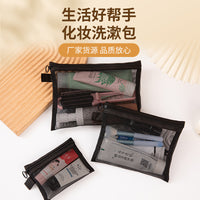 Transparent Mesh Travel Cosmetic Bag Set Portable Large Capacity Toiletry Organizer for Lipstick and Makeup