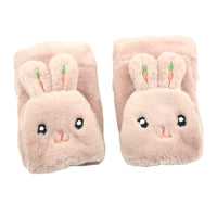 Cartoon Rabbit Ear Flip-Top Gloves with Carrot Embroidery, Plush Lined Warm Winter Mittens for Students