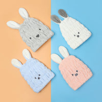 Kids Cartoon Coral Fleece Hair Drying Cap with Rabbit Ears - Super Absorbent Quick Dry Bath Hat for Girls