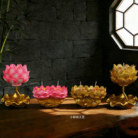 Smokeless Lotus Ghee Lamp for Home and Temple, Long-Lasting Decorative Butter Lamp