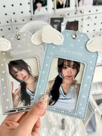 Angel Wing PU Leather 3-inch Photocard Holder with Backpack Charm