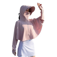 Women's Lightweight Breathable Sun Protection Jacket Ice Silk Batwing Sleeve Cardigan for Outdoor Activities