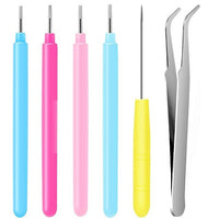 Quilling Paper Art Tool Kit with Slotted Pen, Tweezers, and Awl - 16 Piece Set