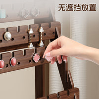 Wooden Jewelry Display Stand with Storage Box for Earrings, Necklaces, and Bracelets