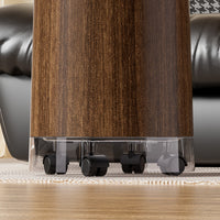 New Chinese Style Wood Grain Trash Can with Wheels for Living Room Office