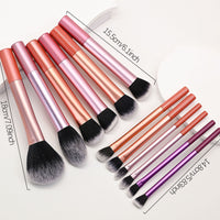 12-Piece Makeup Brush Set with Sponges and Puff for Foundation, Blush, Eyeshadow, Concealer, Contour, Lip, and Eyeliner