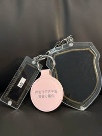 Military ID Tag Holder Keychain Set with PU Leather Cover, Gift for Girlfriend