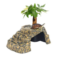 Turtle Basking Platform with Climbing Ramp and Hiding Cave for Aquarium