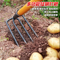 Heavy-Duty Steel Garden Rake for Soil Loosening and Cultivation