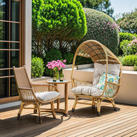 Outdoor Rattan Swing Chair Balcony Leisure Home Bird's Nest Lazy Chair Table Set Open-air Courtyard Floor-standing Hanging Basket