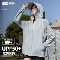 Women's UPF 50+ Ice Silk Sun Protection Jacket with Large Brim Hood