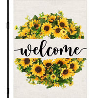 Seasonal Garden Flag Striped Floral Outdoor Decoration Linen Double-Sided Spring Summer