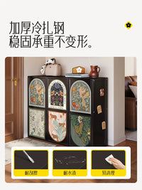 Mishida Narrow Entryway Shoe Cabinet, Vintage Style Steel Vertical Storage Rack for Home