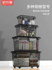 Clear Plastic Storage Box with Lid and Wheels for Home Organization