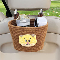 Car Seat Back Cotton Rope Storage Basket with Cartoon Design