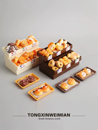 Miniature Bread and Dessert Display Stand with Play Food Accessories for Kids