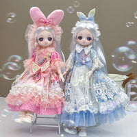 BJD Doll with Lolita Dress Outfit Set, 30cm Princess Toy for Girls