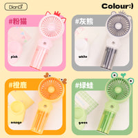 Cartoon Handheld Spray Fan with Phone Holder, USB Rechargeable Mini Misting Fan for Summer