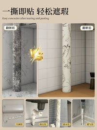Pipe Cover Decorative Sticker for Gas, Drain, Heating Pipes - Self-Adhesive Wall Decal