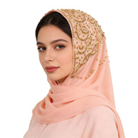 Ethnic Style Chiffon Beaded Headscarf Scarf for Women, Southeast Asian Fashion Shawl