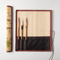 Japanese Style Portable Watercolor Brush Pen Roll-Up Pouch Large Capacity Pen Holder Organizer