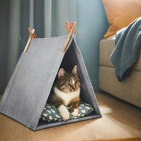 Pet Tent Bed for Cats and Small Dogs, Warm Indoor Enclosed Cat House, Washable Four Seasons Universal