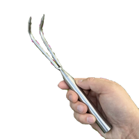 Solid Stainless Steel 2-Tine Garden Rake for Planting and Weeding
