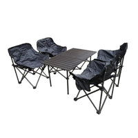 Portable Outdoor Folding Moon Chair and Roll-Up Table Set