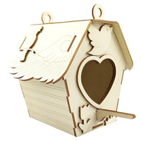 Wooden DIY Birdhouse Kit for Kids, Creative Graffiti Bird Feeder Craft Set with Hanging Rope